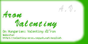 aron valentiny business card